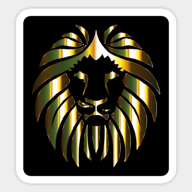 Golden Lion On Black Sticker by designsbycreation